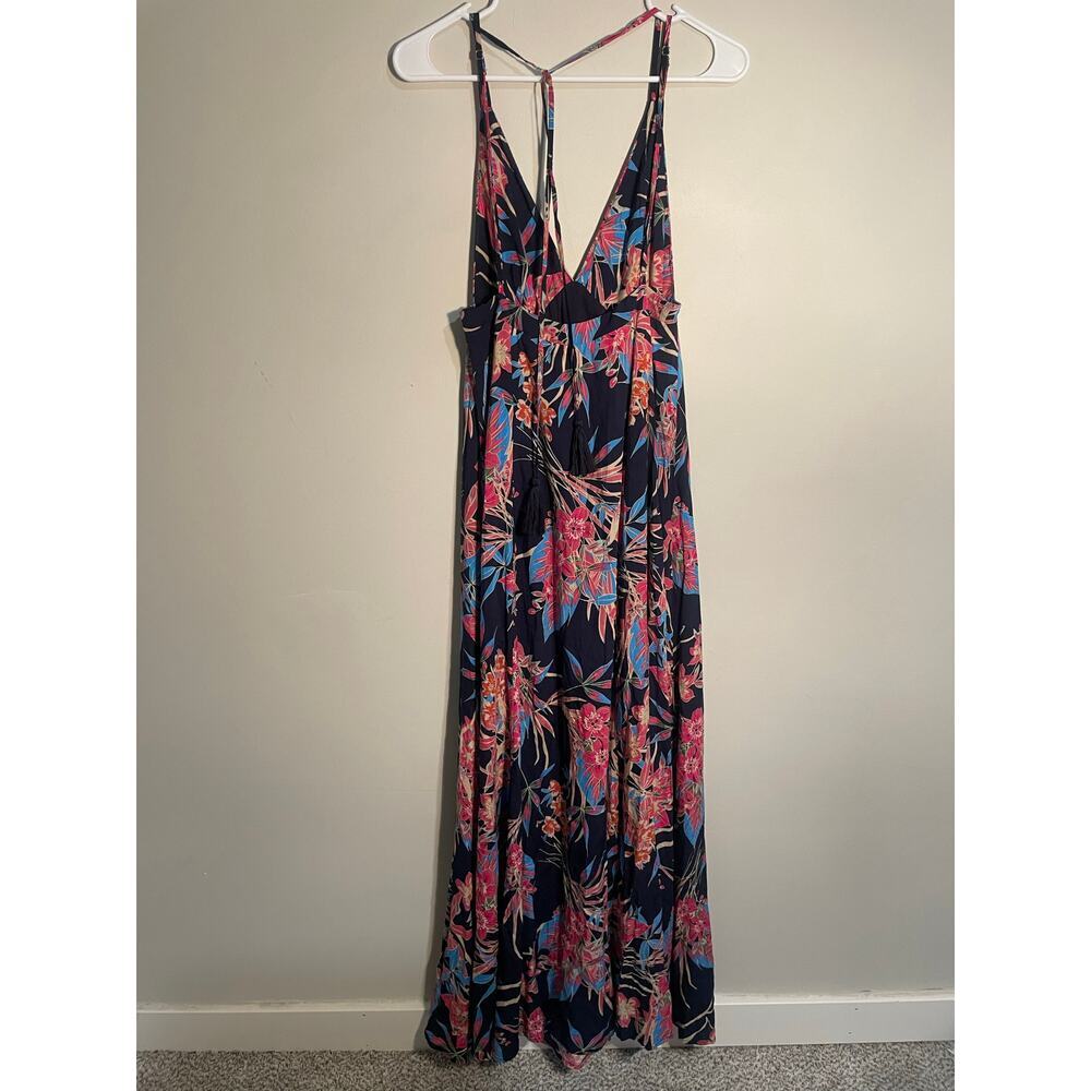 Lulu's Navy Floral Maxi Dress with Pink & Blue Print - Picture 6 of 11